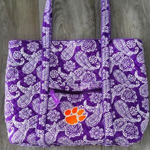 Vera Bradley Collegiate tote with embroidered Clemson Tiger Paw